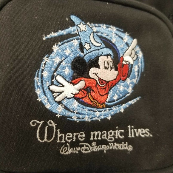 Disney Walt Disney World embroidered fanny pack waist bag black mickey magic - Picture 12 of 12